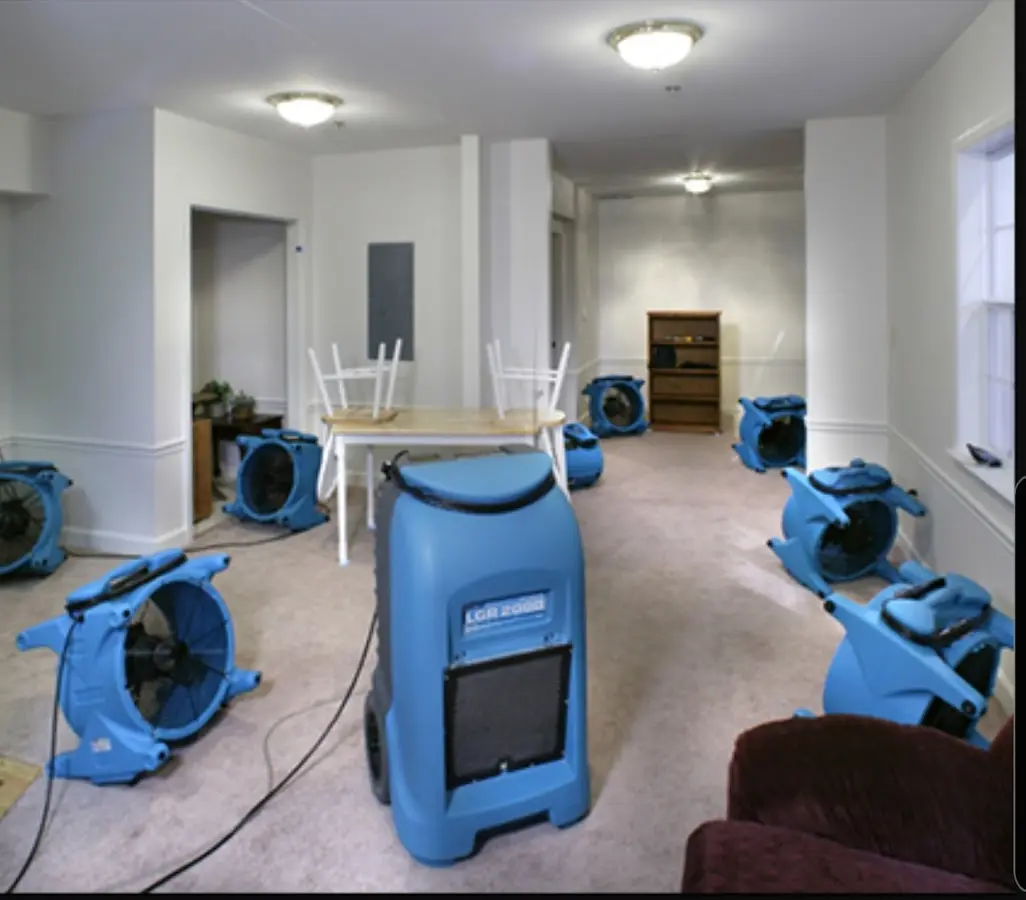 Air movers and dehumidifier setup for Water Extraction & Removal in Kilgore